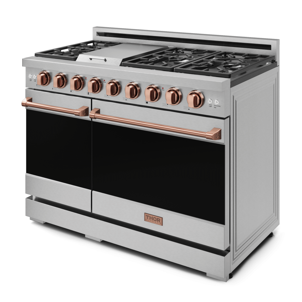 Thor Kitchen RSG48ERSG 48 Inch Professional Gas Range With Pro-Style Knobs In Stainless Steel/Rose Gold Gordon Ramsay Series - Rsg48E-Rsg