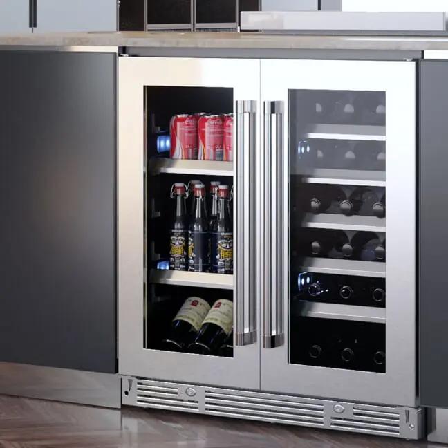 Xo Appliance XOU30BWDDGBS 30" Beverage/Wine Double Door Black Ss & Glass