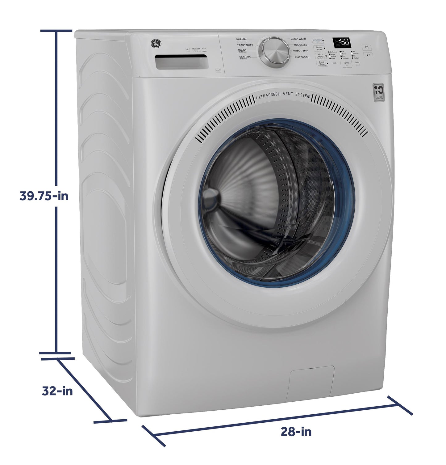 Ge Appliances GFW350SSYWW Ge® Energy Star® 4.6 Cu. Ft. Capacity Smart Front Load Washer With Ultrafresh Vent System With Odorblock&#8482;