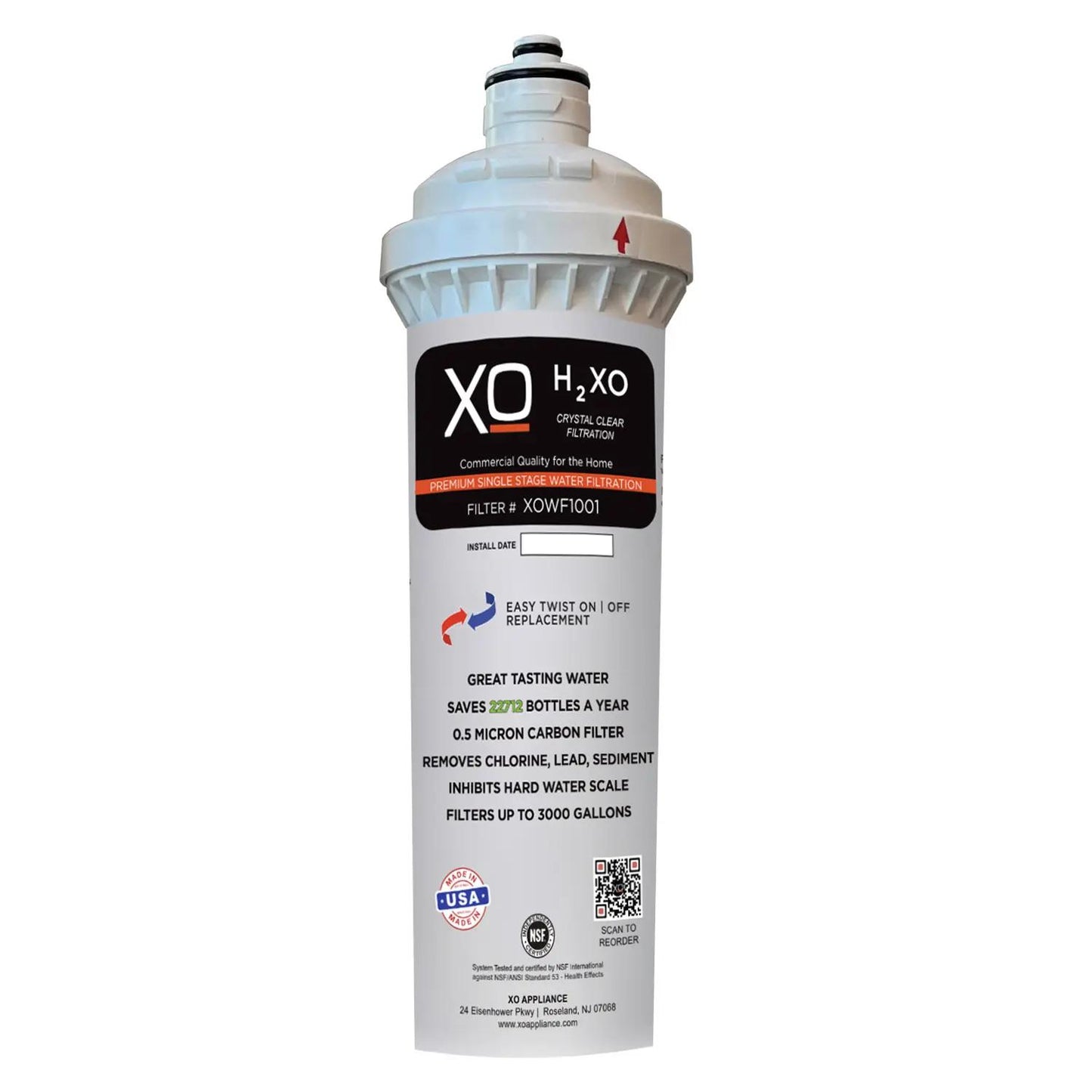 Xo Appliance XOWF1001 Single Stage Home Water Filtration Replacement Cartridge