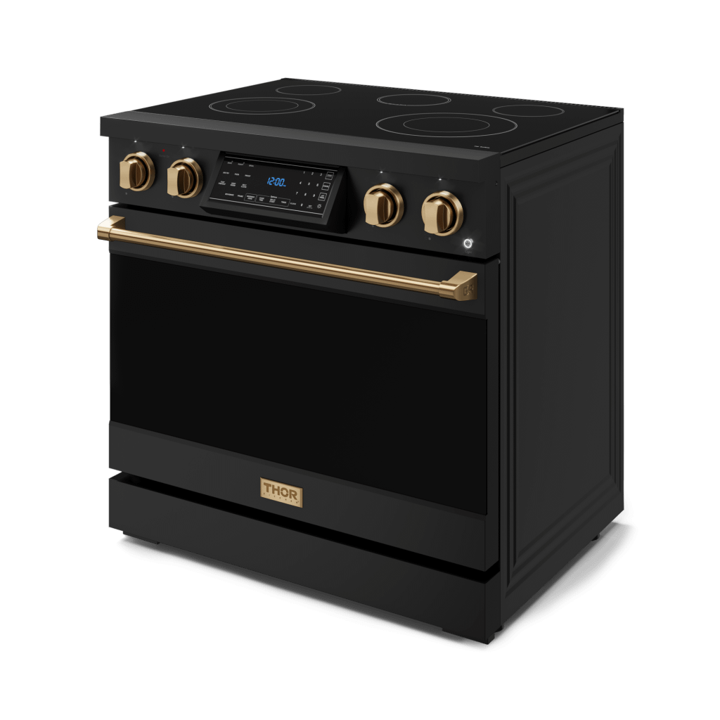 Thor Kitchen RSE36BBRZ 36 Inch Professional Electric Range With Tilt Panel Touch Control In Black/Bronze Gordon Ramsay Series - Rse36B-Brz