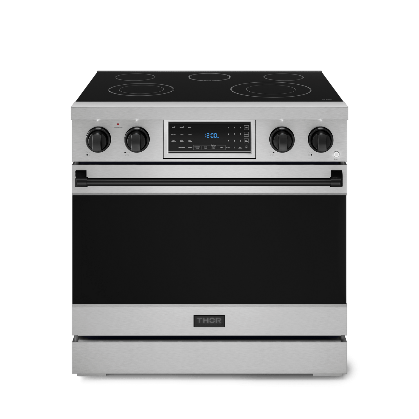 Thor Kitchen RSE36BLK 36 Inch Professional Electric Range With Tilt Panel Touch Control In Stainless Steel/Black Gordon Ramsay Series - Rse36-Blk