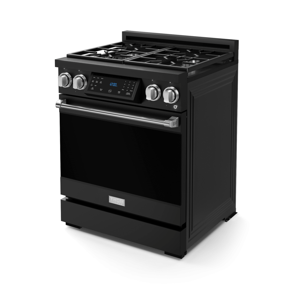 Thor Kitchen RSG30BSS 30 Inch Professional Gas Range With Tilt Panel Touch Control In Matte Black/Stainless Steel Gordon Ramsay Series - Rsg30B-Ss