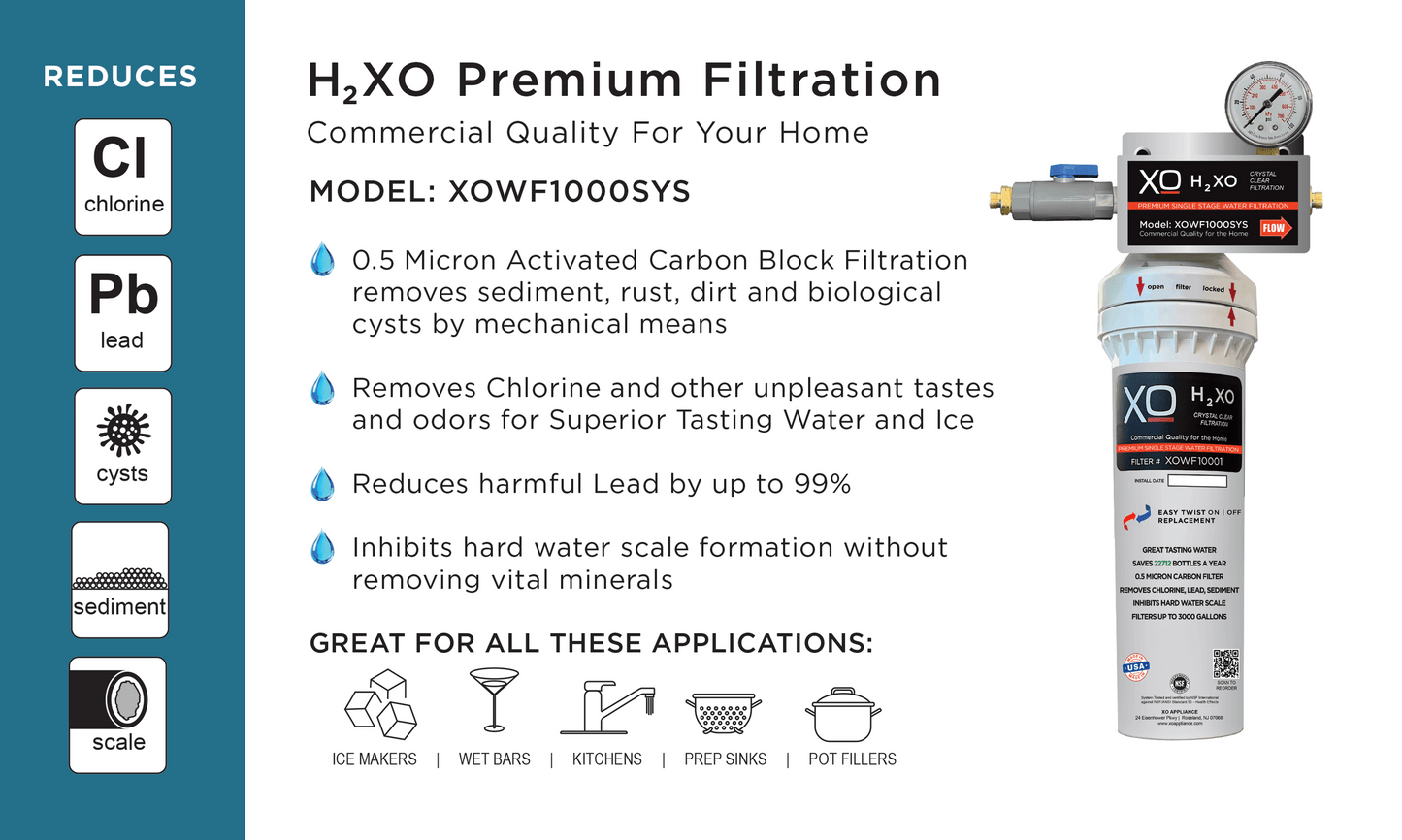 Xo Appliance XOWF1001 Single Stage Home Water Filtration Replacement Cartridge