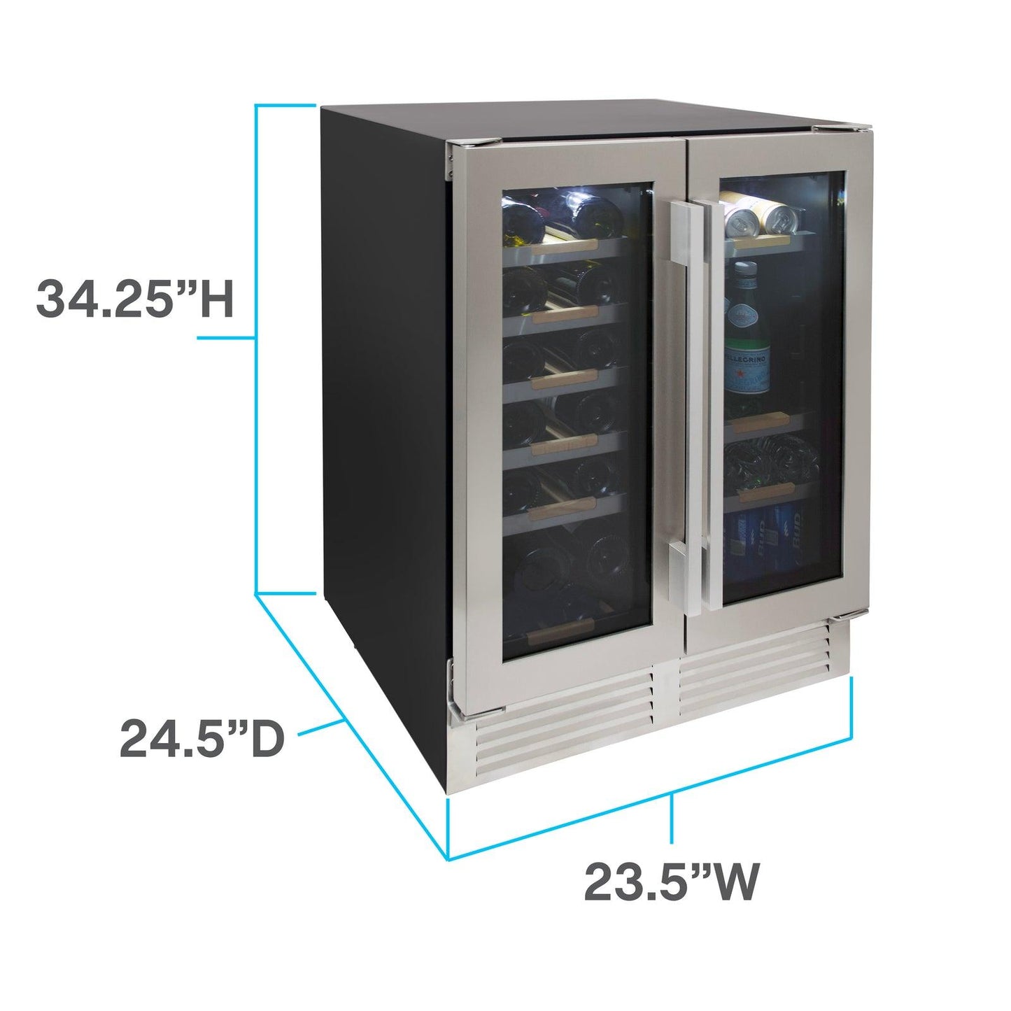 Avanti WBE1956Z3S Avanti Elite Side By Side Wine And Beverage Cooler - Stainless Steel / 19 Bottles / 56 12 Oz. Cans