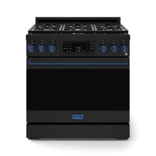 Thor Kitchen RSG36BLPBLU 36 Inch Professional Lp Range With Tilt Panel Touch Control In Stainless Black/Blue Gordon Ramsay Series - Rsg36Blp-Blu