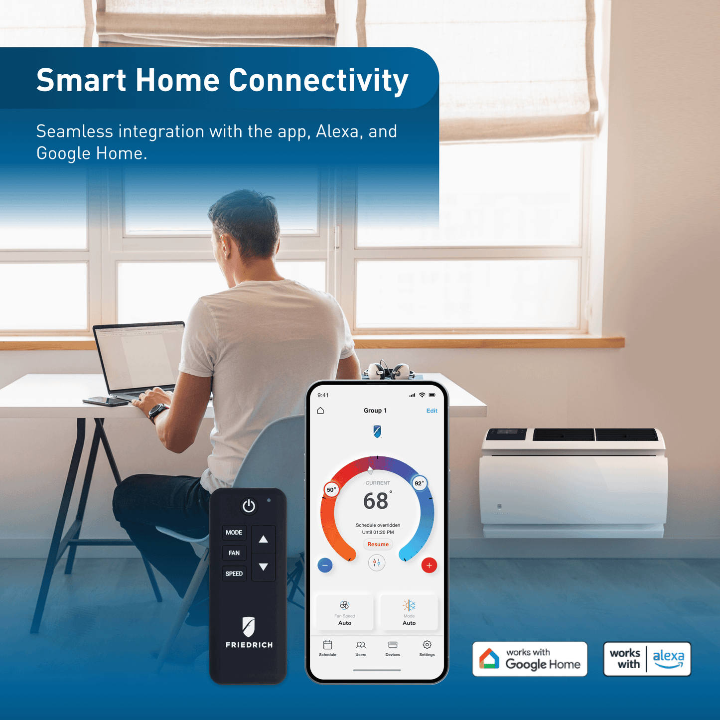 Friedrich WHVT14B33A Friedrich Wallmaster Inverter 14,000 Btu 230V Smart Through-The-Wall Air Conditioner With Heat Pump