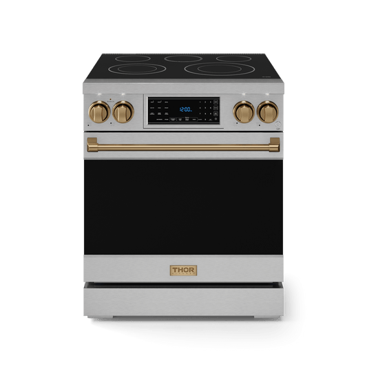 Thor Kitchen RSE30BRZ 30 Inch Professional Electric Range With Tilt Panel Touch Control In Stainless Steel/Bronze Gordon Ramsay Series - Rse30-Brz