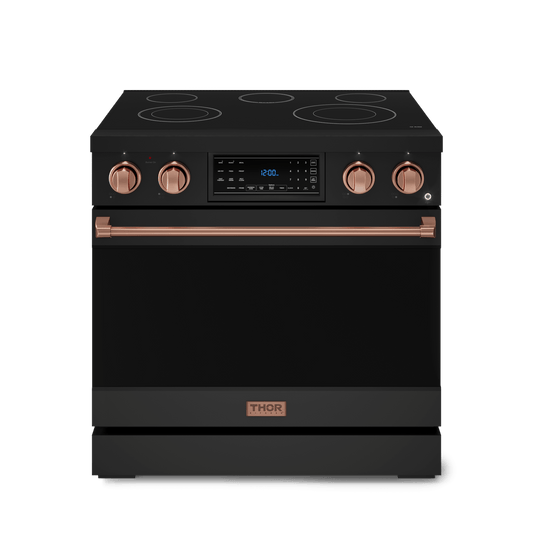 Thor Kitchen RSE36BRSG 36 Inch Professional Electric Range With Tilt Panel Touch Control In Black/Rose Gold Gordon Ramsay Series - Rse36B-Rsg
