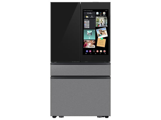 Samsung RF90F23AECR Bespoke 23 Cu. Ft. Counter Depth 4-Door French Door Refrigerator With Ai Family Hub&#8482;+ & Ai Vision Inside&#8482; In Charcoal Glass And Stainless Steel
