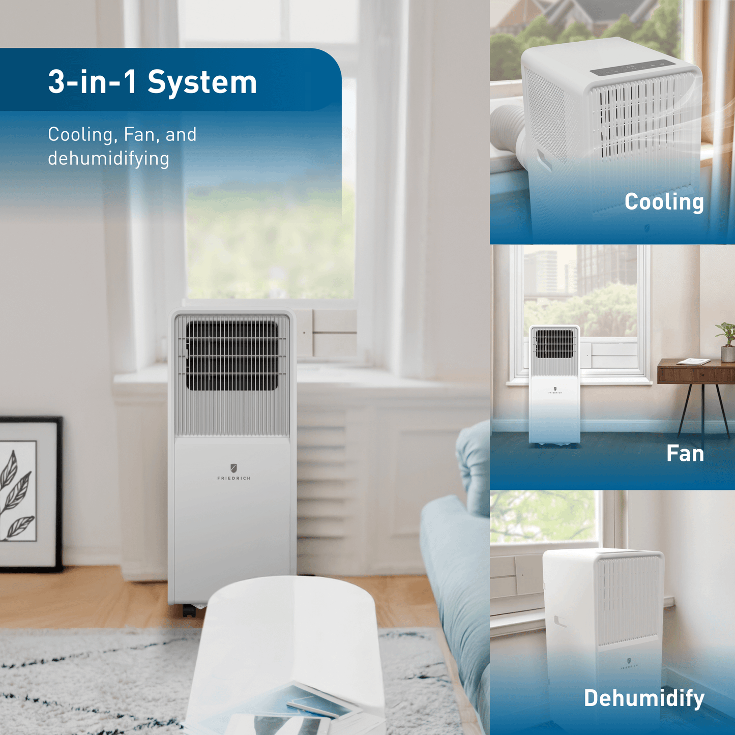 Friedrich ZCP08SB Friedrich Zoneaire Compact 8,000 Btu Single-Hose Smart Portable Air Conditioner