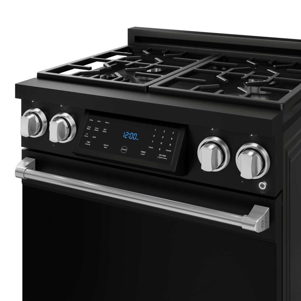 Thor Kitchen RSG30BSS 30 Inch Professional Gas Range With Tilt Panel Touch Control In Matte Black/Stainless Steel Gordon Ramsay Series - Rsg30B-Ss