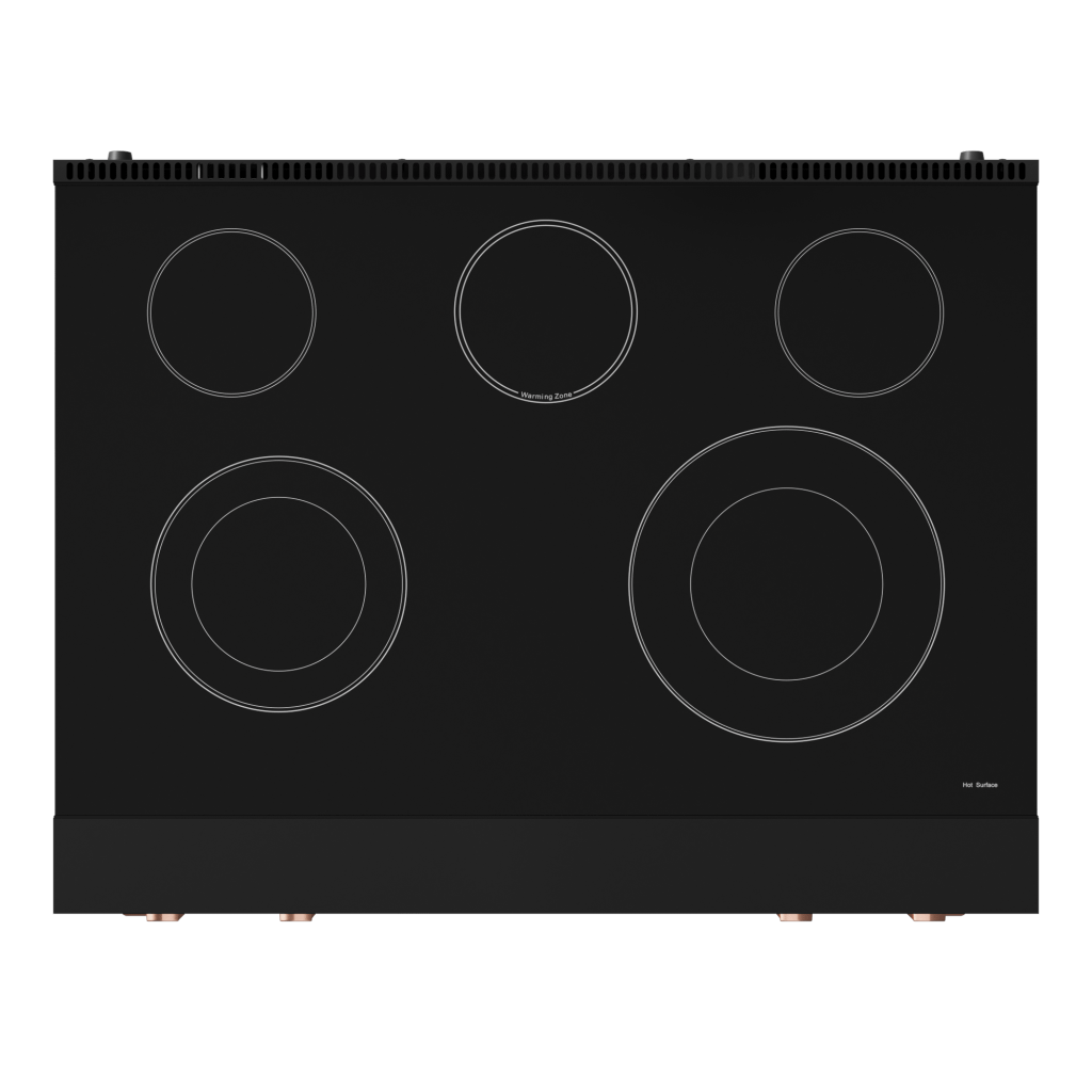 Thor Kitchen RSE36BRSG 36 Inch Professional Electric Range With Tilt Panel Touch Control In Black/Rose Gold Gordon Ramsay Series - Rse36B-Rsg