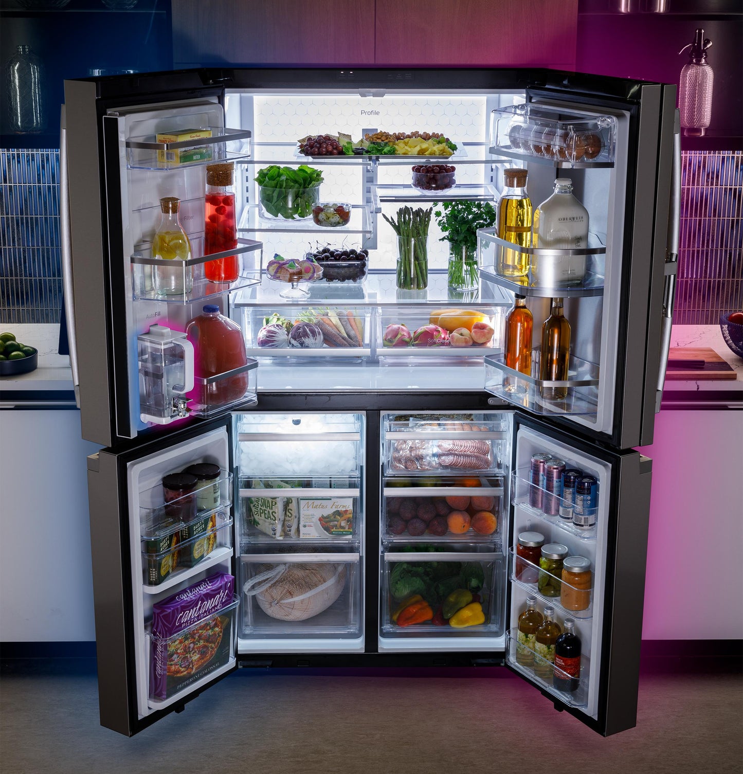 Ge Appliances PHD23BYWFS Ge Profile&#8482; Energy Star® 22.9 Cu. Ft. Counter-Depth Quad-Door Refrigerator With Dual-Dispense Autofill Pitcher And Door In Door