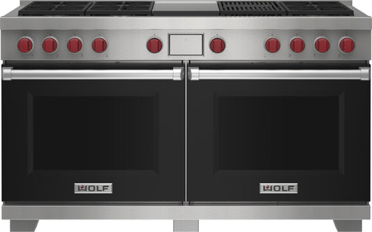 Wolf DF60650CGBKP 60" Dual Fuel Range - 6 Burners, Infrared Charbroiler And Infrared Griddle