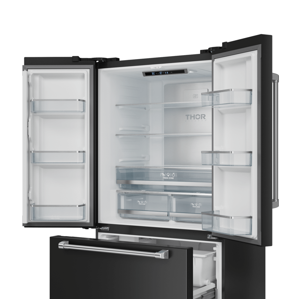 Thor Kitchen RF3621CTD00SS 36 Inch 20.3 Cu Ft French Door Counter Depth Refrigerator With Ice Maker In Black/Stainless Steel Gordon Ramsay Series - Rf3621Ctd00-Ss