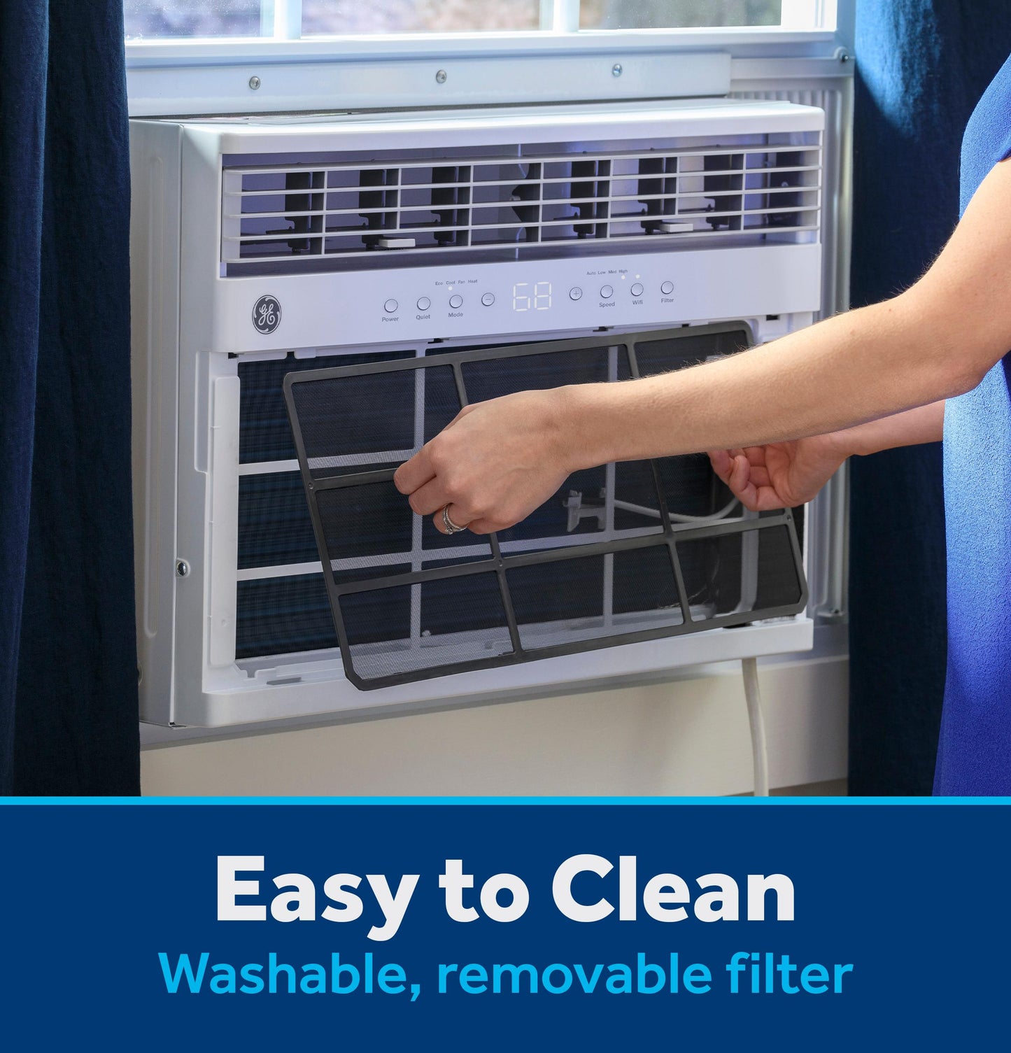 Ge Appliances AWGP12WWF Ge® 11,000 Btu Smart Heat/Cool With Heat Pump Electronic Window Air Conditioner For Large Rooms Up To 550 Sq. Ft.