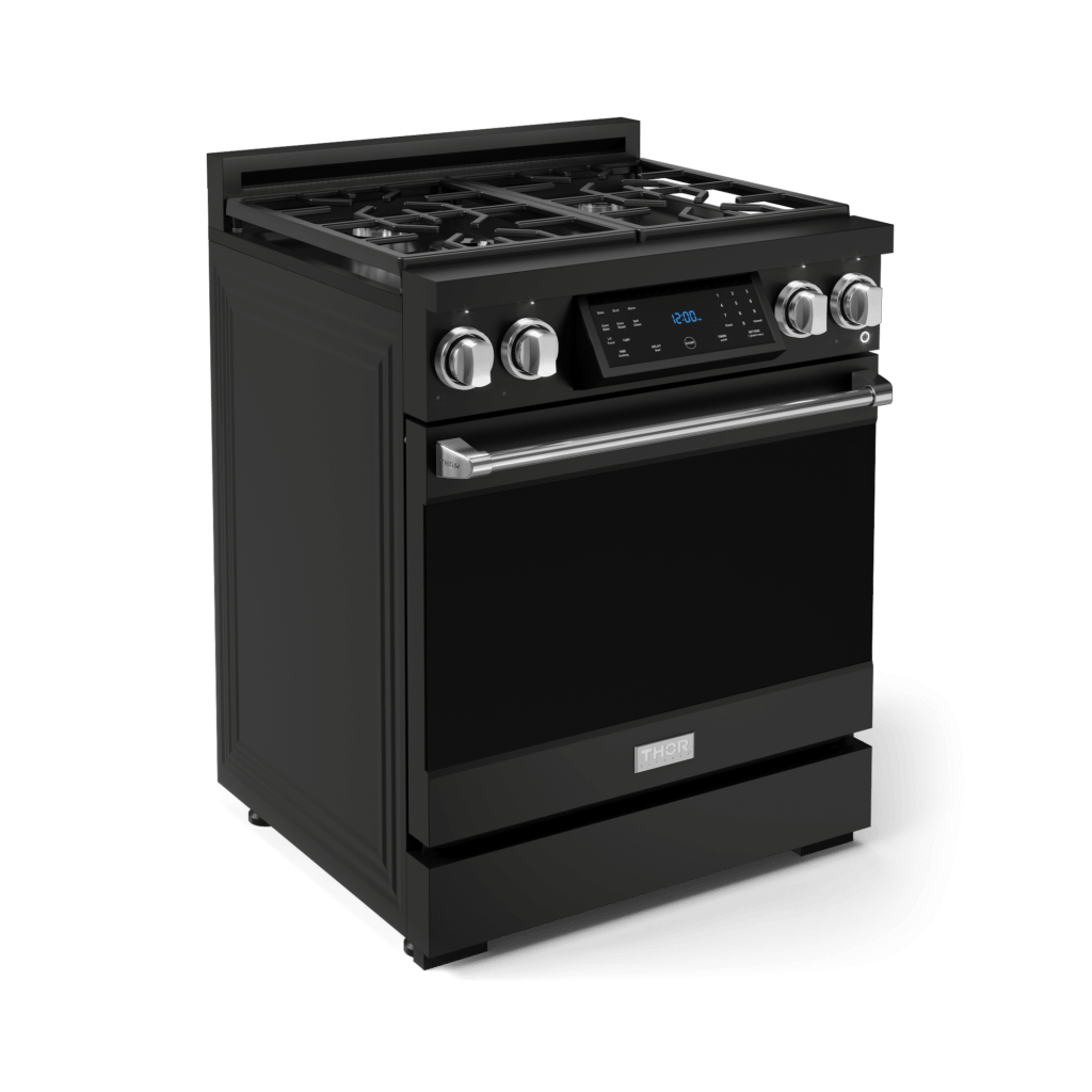 Thor Kitchen RSG30BSS 30 Inch Professional Gas Range With Tilt Panel Touch Control In Matte Black/Stainless Steel Gordon Ramsay Series - Rsg30B-Ss