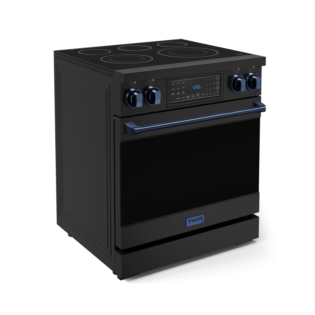 Thor Kitchen RSE30BBLU 30 Inch Professional Electric Range With Tilt Panel Touch Control In Black/Navy Blue Gordon Ramsay Series - Rse30B-Blu