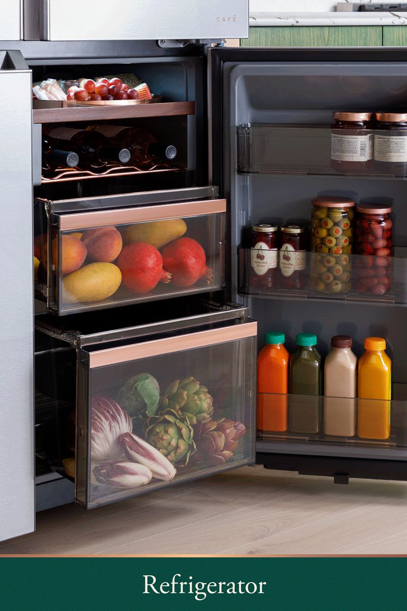 Cafe CHE23DM5WS5 Café&#8482; Energy Star® 22.9 Cu. Ft. Smart Counter-Depth Quad-Door Refrigerator In Platinum Glass With Dual-Dispense Autofill Pitcher