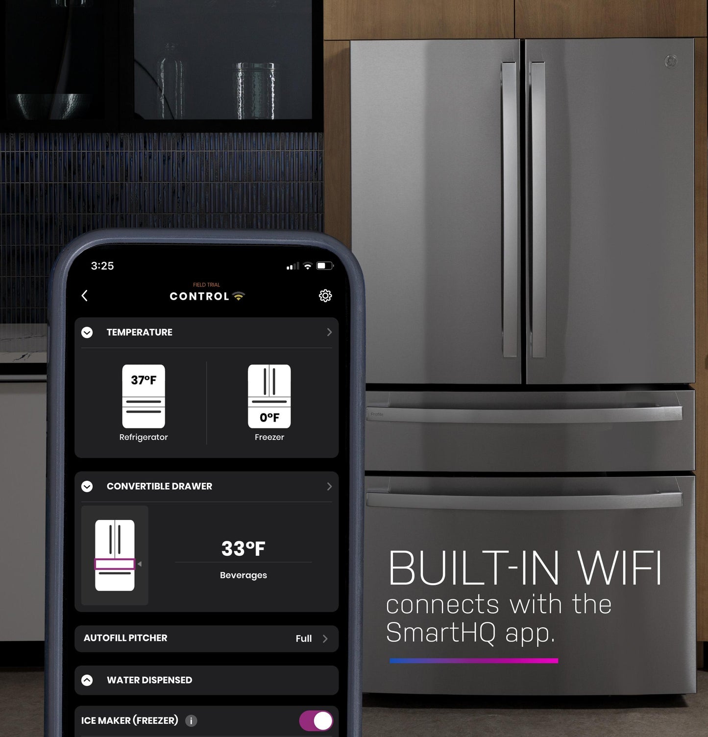 Ge Appliances PHD23BYWFS Ge Profile&#8482; Energy Star® 22.9 Cu. Ft. Counter-Depth Quad-Door Refrigerator With Dual-Dispense Autofill Pitcher And Door In Door