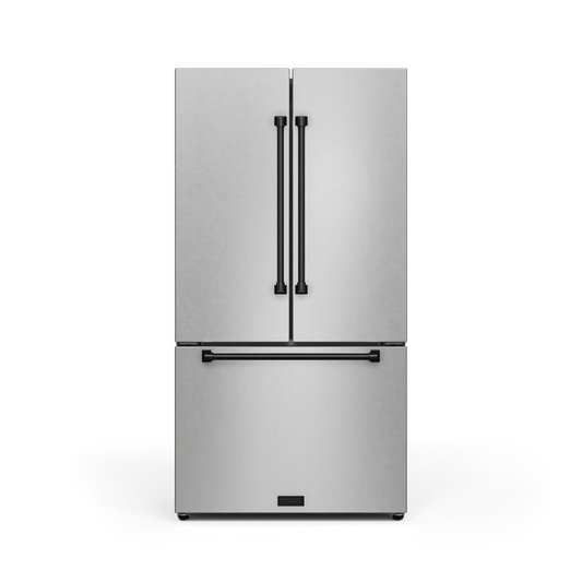 Thor Kitchen RF3621CTD99BLK 36 Inch 20.3 Cu Ft French Door Counter Depth Refrigerator With Ice Maker In Stainless Steel/Black Gordon Ramsay Series - Rf3621Ctd99-Blk