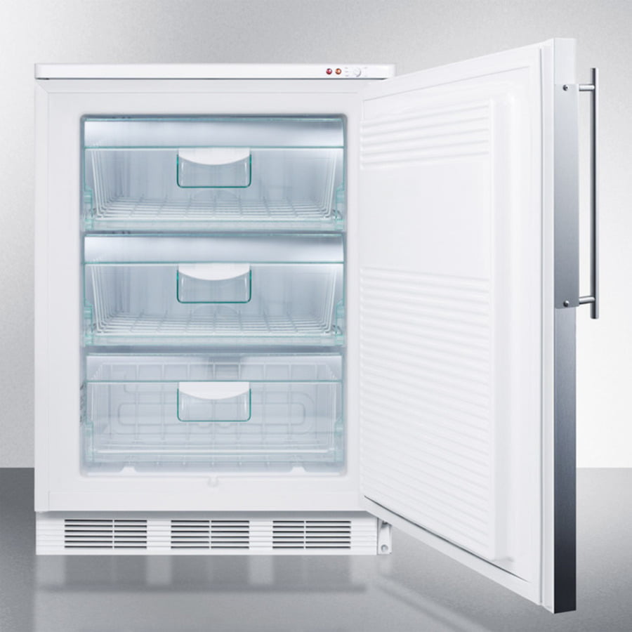 Summit VT65MLBIFR Built-In Undercounter Medical All-Freezer Capable Of -25 C Operation; White Exterior With Lock And Stainless Steel Door Frame To Accept Custom Panels