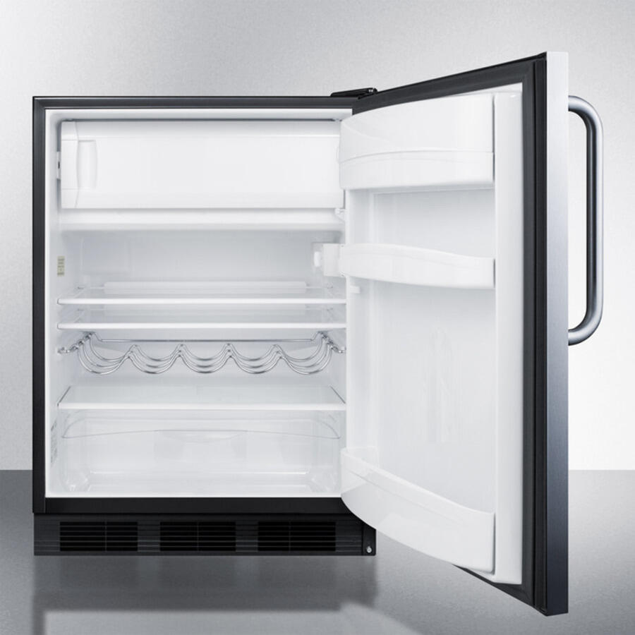 Summit CT663BCSSADA Ada Compliant Built-In Undercounter Refrigerator-Freezer For Residential Use, Cycle Defrost W/Deluxe Interior, Stainless Steel Exterior, And Towel Bar Handle