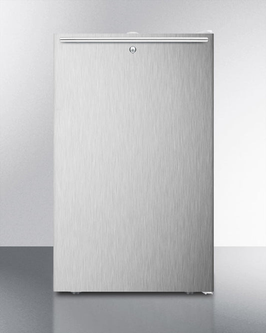 Summit FF511L7SSHH Commercially Listed 20" Wide Counter Height All-Refrigerator, Auto Defrost With A Lock, Stainless Steel Door, Horizontal Handle, And White Cabinet