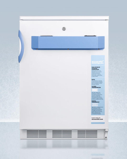 Summit FF7LBIMED2 Built-In Undercounter Auto Defrost Medical/Scientific All-Refrigerator With Front Control Panel Equipped With A Digital Thermostat And Nist Calibrated Thermometer/Alarm; Includes Front Lock, Hospital Grade Cord, And Internal Fan