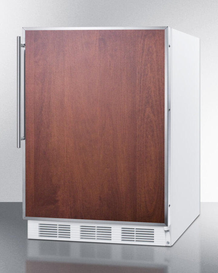 Summit FF7BIFR Commercially Listed Built-In Undercounter All-Refrigerator For General Purpose Use, Auto Defrost W/Ss Door Frame For Slide-In Panels And A White Cabinet