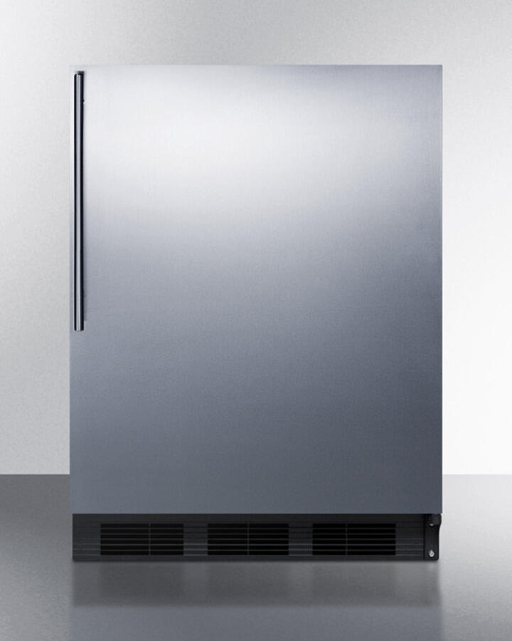 Summit AL652BBISSHV Built-In Undercounter Ada Compliant Refrigerator-Freezer For General Purpose Use, W/Dual Evaporator Cooling, Ss Door, Thin Handle, And Black Cabinet