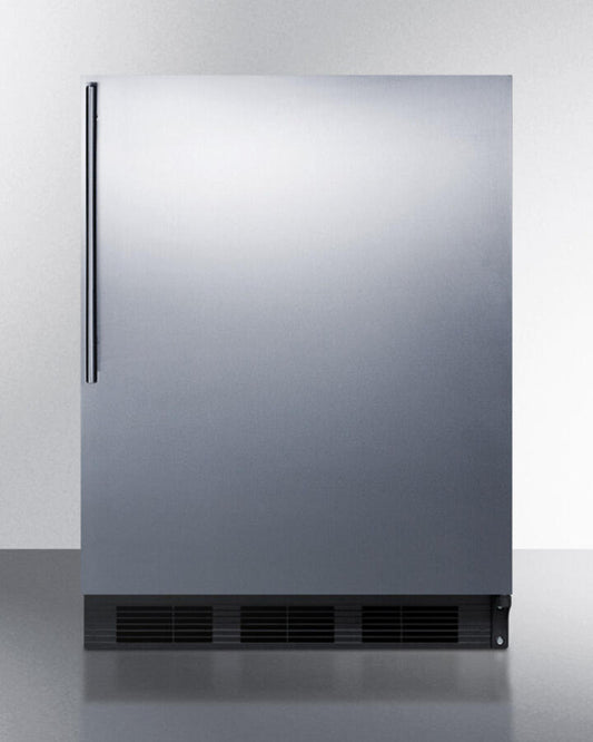 Summit AL652BBISSHV Built-In Undercounter Ada Compliant Refrigerator-Freezer For General Purpose Use, W/Dual Evaporator Cooling, Ss Door, Thin Handle, And Black Cabinet