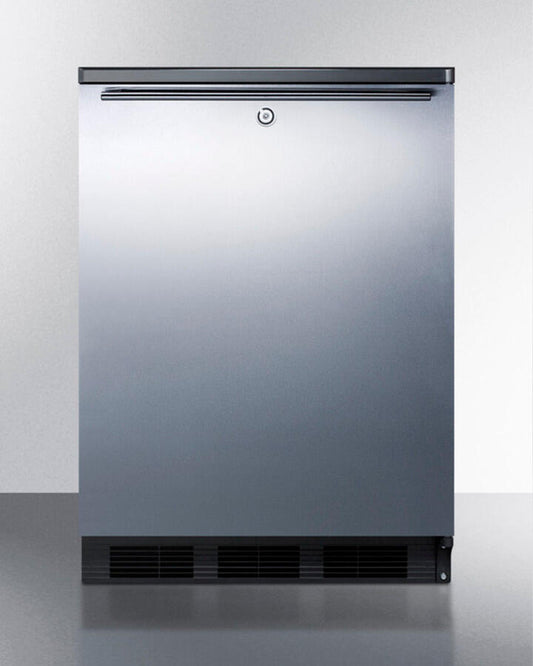 Summit FF7LBLBISSHH Commercially Listed Built-In Undercounter All-Refrigerator For General Purpose Use, Auto Defrost W/Ss Wrapped Door, Horizontal Handle, Lock, And Black Cabinet