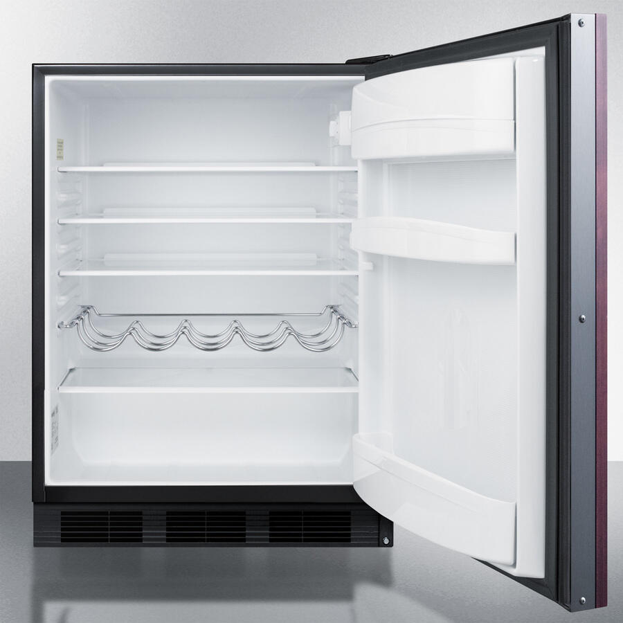 Summit AR5IF 24 Inch Wide Ada Compliant Built-In Undercounter All-Refrigerator For Residential Use, Auto Defrost With Panel-Ready Door And Black Cabinet