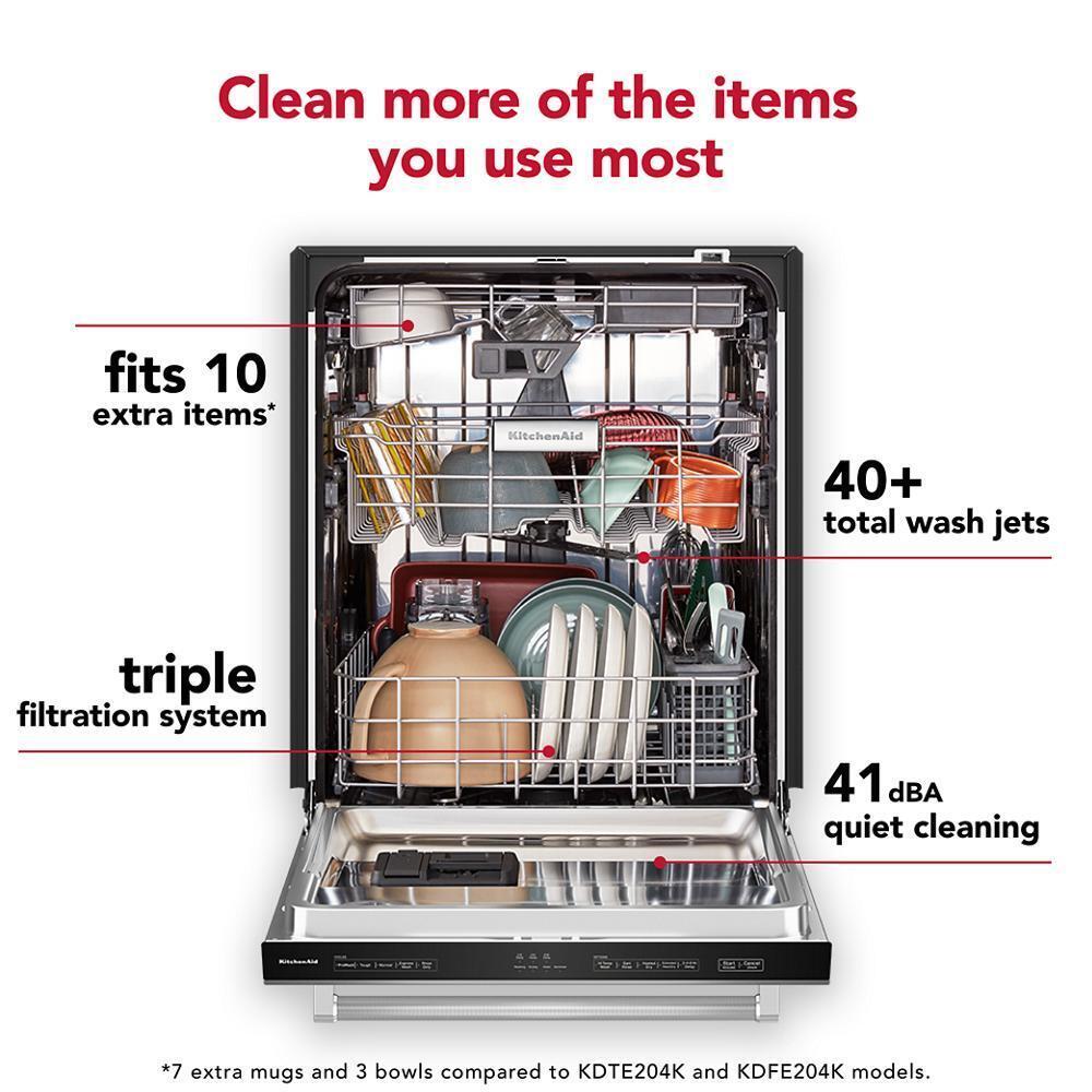Kitchenaid KDTE304RBS Third Level Jet Rack Dishwasher With 40+ Total Wash Jets, 41 Dba