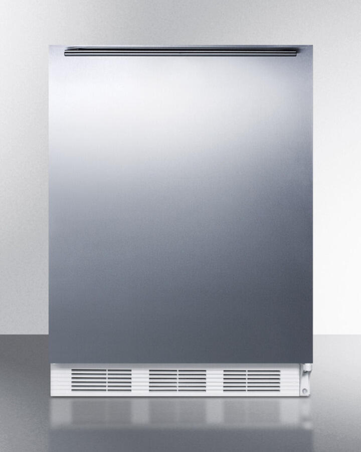 Summit AL650BISSHH Built-In Undercounter Ada Compliant Refrigerator-Freezer For General Purpose Use, W/Dual Evaporator Cooling, Ss Door, Horizontal Handle, White Cabinet