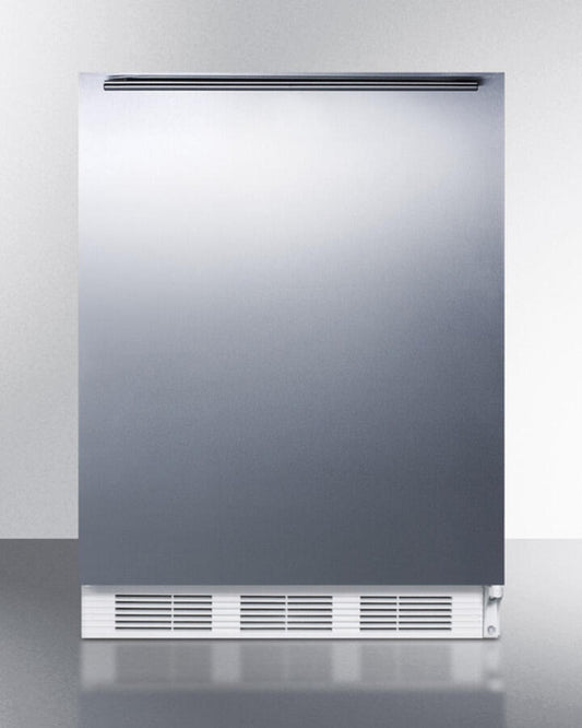 Summit AL650BISSHH Built-In Undercounter Ada Compliant Refrigerator-Freezer For General Purpose Use, W/Dual Evaporator Cooling, Ss Door, Horizontal Handle, White Cabinet