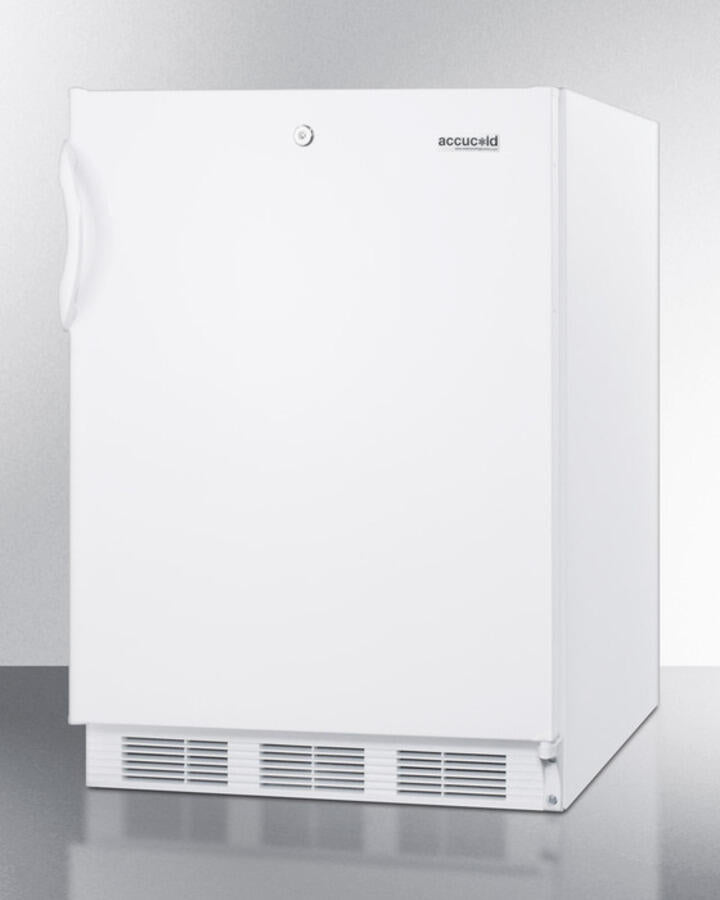 Summit AL750L Ada Compliant All-Refrigerator For Freestanding General Purpose Use, With Lock, Flat Door Liner, Auto Defrost Operation And White Exterior