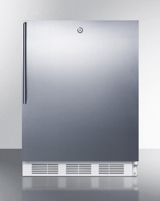 Summit AL650LBISSHV Built-In Undercounter Ada Compliant Refrigerator-Freezer For General Purpose Use, W/Dual Evaporator Cooling, Lock, Ss Door, Thin Handle, White Cabinet