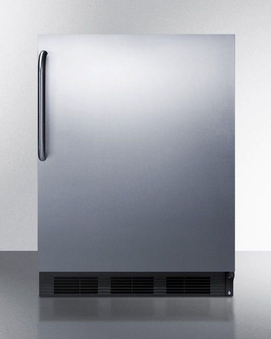 Summit AL752BBISSTB Ada Compliant Built-In Undercounter All-Refrigerator For General Purpose Use, Auto Defrost W/Ss Wrapped Door, Towel Bar Handle, And Black Cabinet