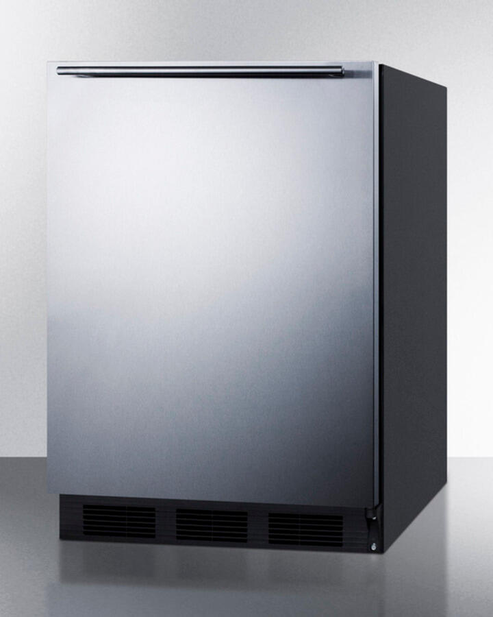 Summit FF7BBISSHHADA Ada Compliant Built-In Undercounter All-Refrigerator For General Purpose Or Commercial Use, Auto Defrost W/Ss Door, Horizontal Handle, And Black Cabinet