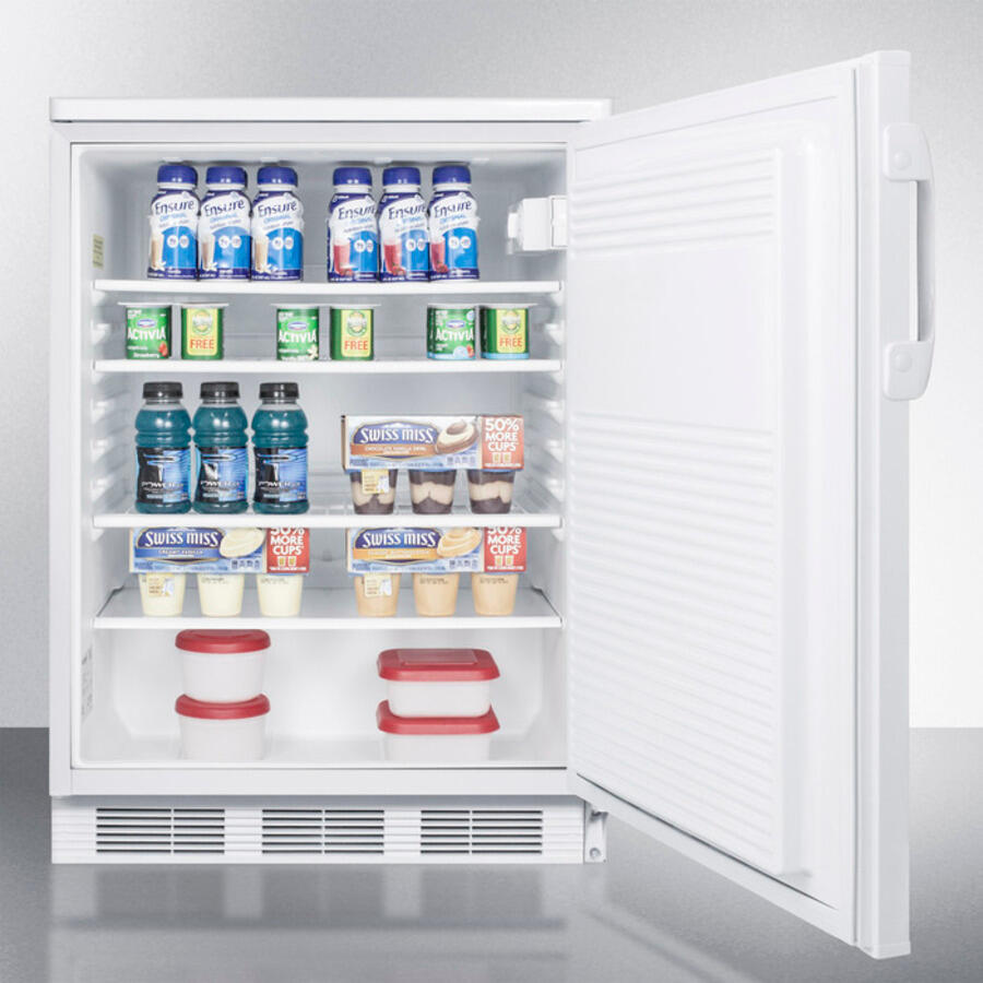Summit FF7L Commercially Listed Freestanding All-Refrigerator For General Purpose Use, With Front Lock, Automatic Defrost Operation And White Exterior