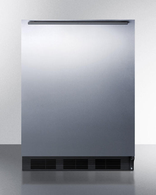 Summit AL652BBISSHH Built-In Undercounter Ada Compliant Refrigerator-Freezer For General Purpose Use, W/Dual Evaporator Cooling, Ss Door, Horizontal Handle, And Black Cabinet