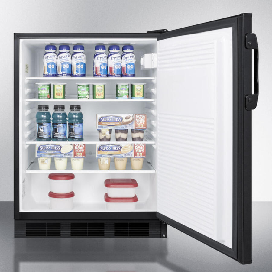 Summit FF7B Commercially Listed Freestanding All-Refrigerator For General Purpose Use, With Flat Door Liner, Automatic Defrost Operation And Black Exterior