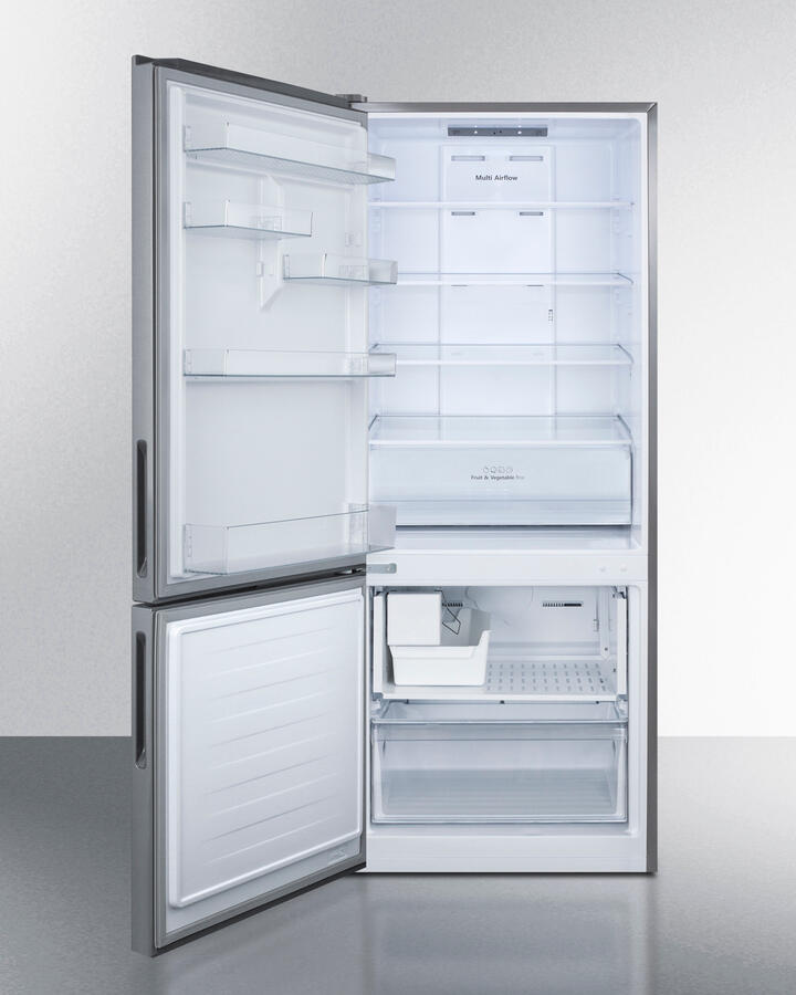 Summit FFBF279SSBIIMLHD 28" Wide Built-In Bottom Freezer Refrigerator With Icemaker