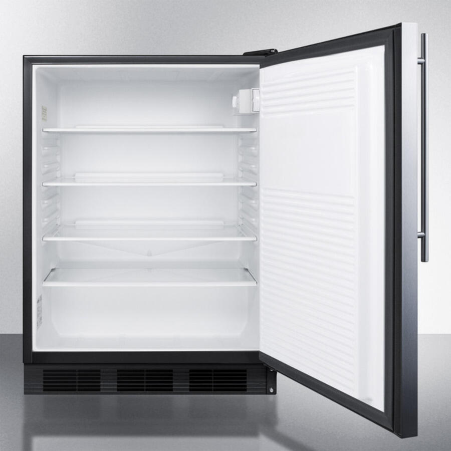 Summit AL752BBISSHV Ada Compliant Built-In Undercounter All-Refrigerator For General Purpose Use, Auto Defrost W/Ss Wrapped Door, Thin Handle, And Black Cabinet