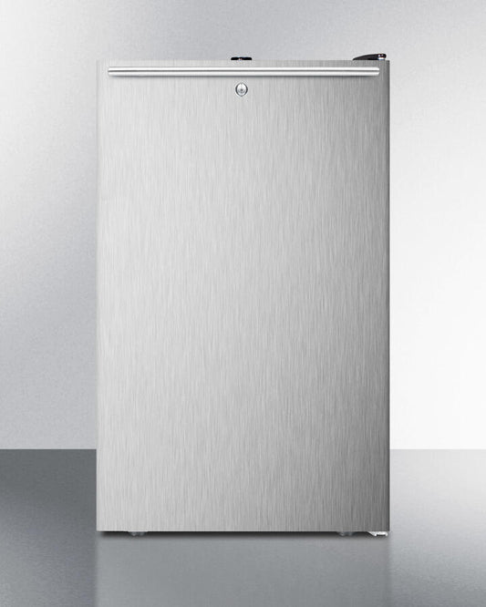 Summit FF521BLBI7SSHHADA Commercially Listed Ada Compliant 20" Wide Built-In Undercounter All-Refrigerator, Auto Defrost W/Lock, Stainless Steel Door, Horizontal Handle, Black Cabinet