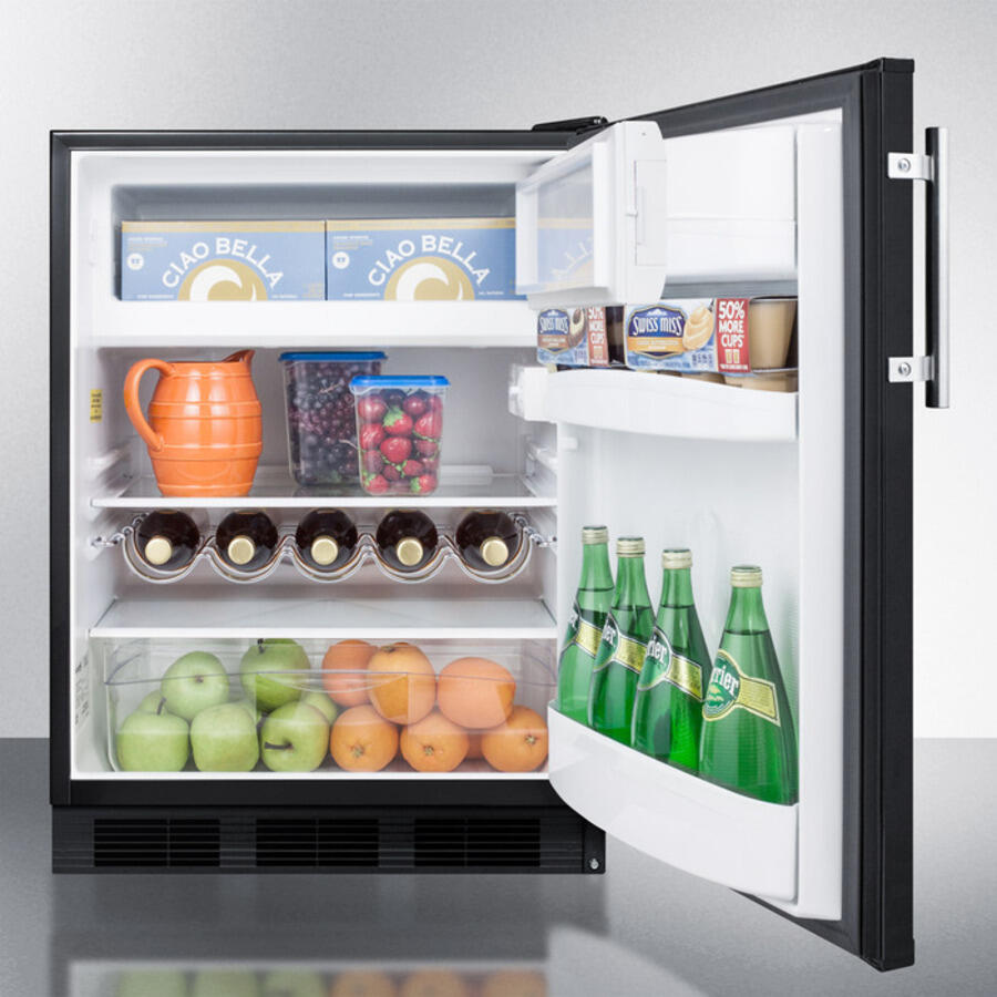 Summit CT663BADA Ada Compliant Freestanding Refrigerator-Freezer For Residential Use, Cycle Defrost With Deluxe Interior And Black Finish