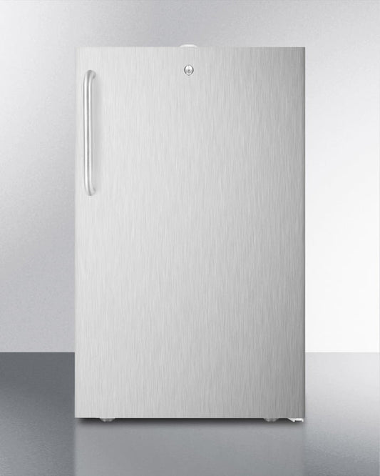 Summit FF511L7CSSADA Commercially Listed Ada Compliant 20" Wide Built-In Undercounter All-Refrigerator In Complete Stainless Steel, Auto Defrost With A Lock